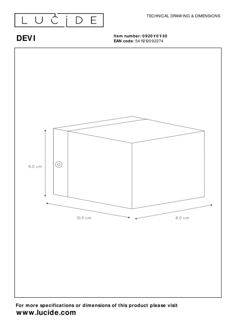 Lucide DEVI - Nástenné svietidlo - 1xG9 - Čierne